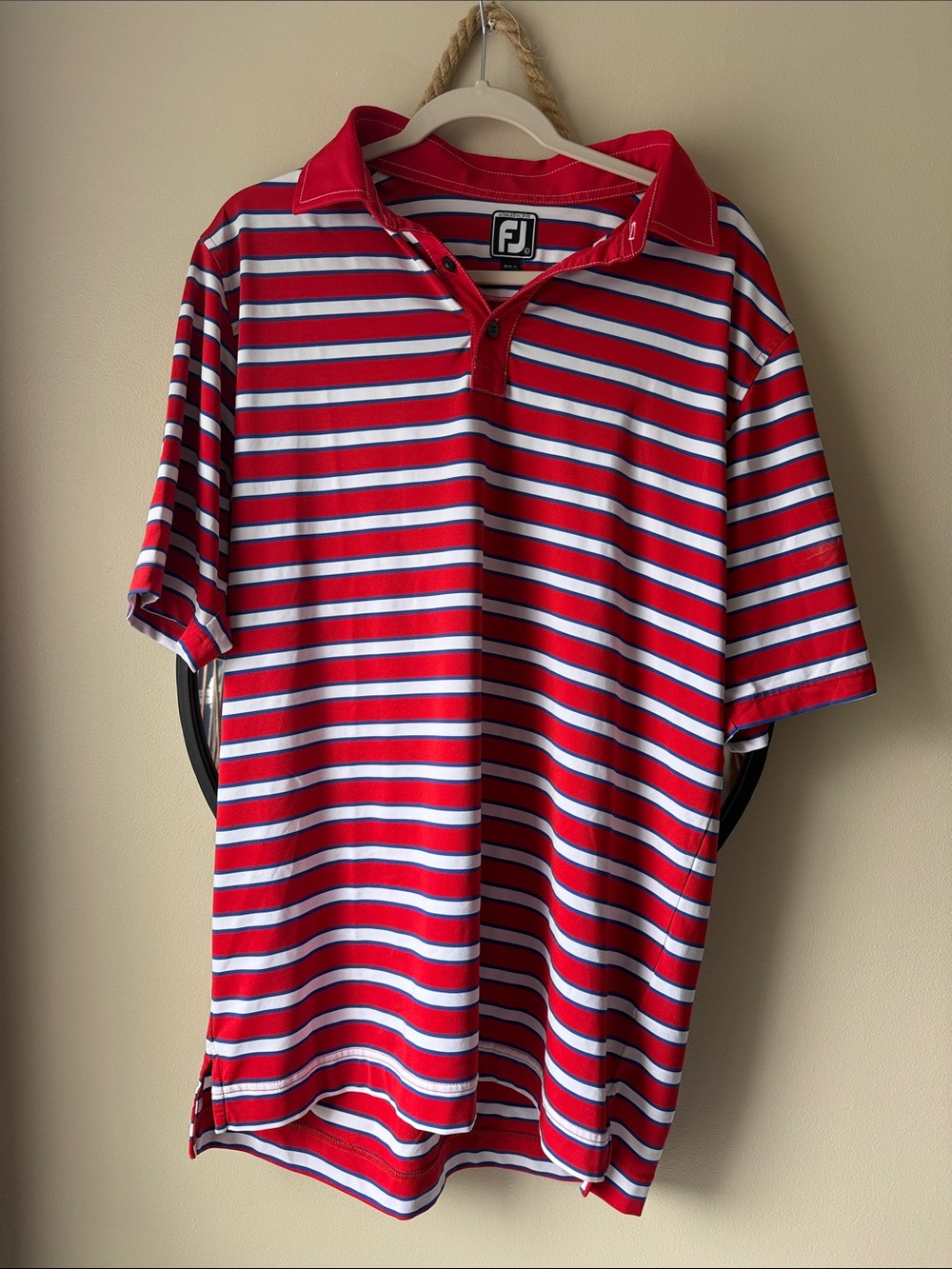FootJoy Red, White & Blue Striped Men's Polo